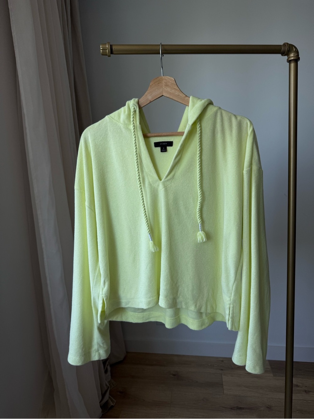J.Crew Neon Yellow Terry Hoodie Cover Up Set S - Picture 2 of 8